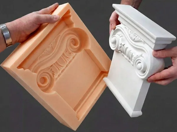 完成的固化矽膠塊狀模具